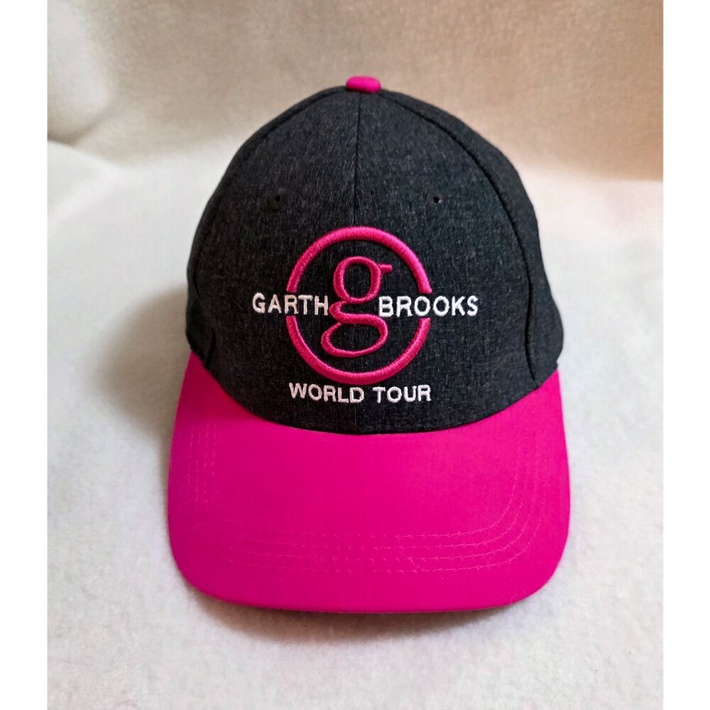 Garth Brooks World Tour Hat Cap Pink Gray Breast Cancer Awareness Strapback